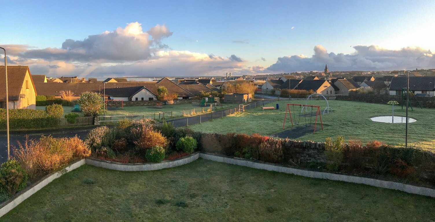 A wee pano from the upstairs meeting room - views out over the North Isles